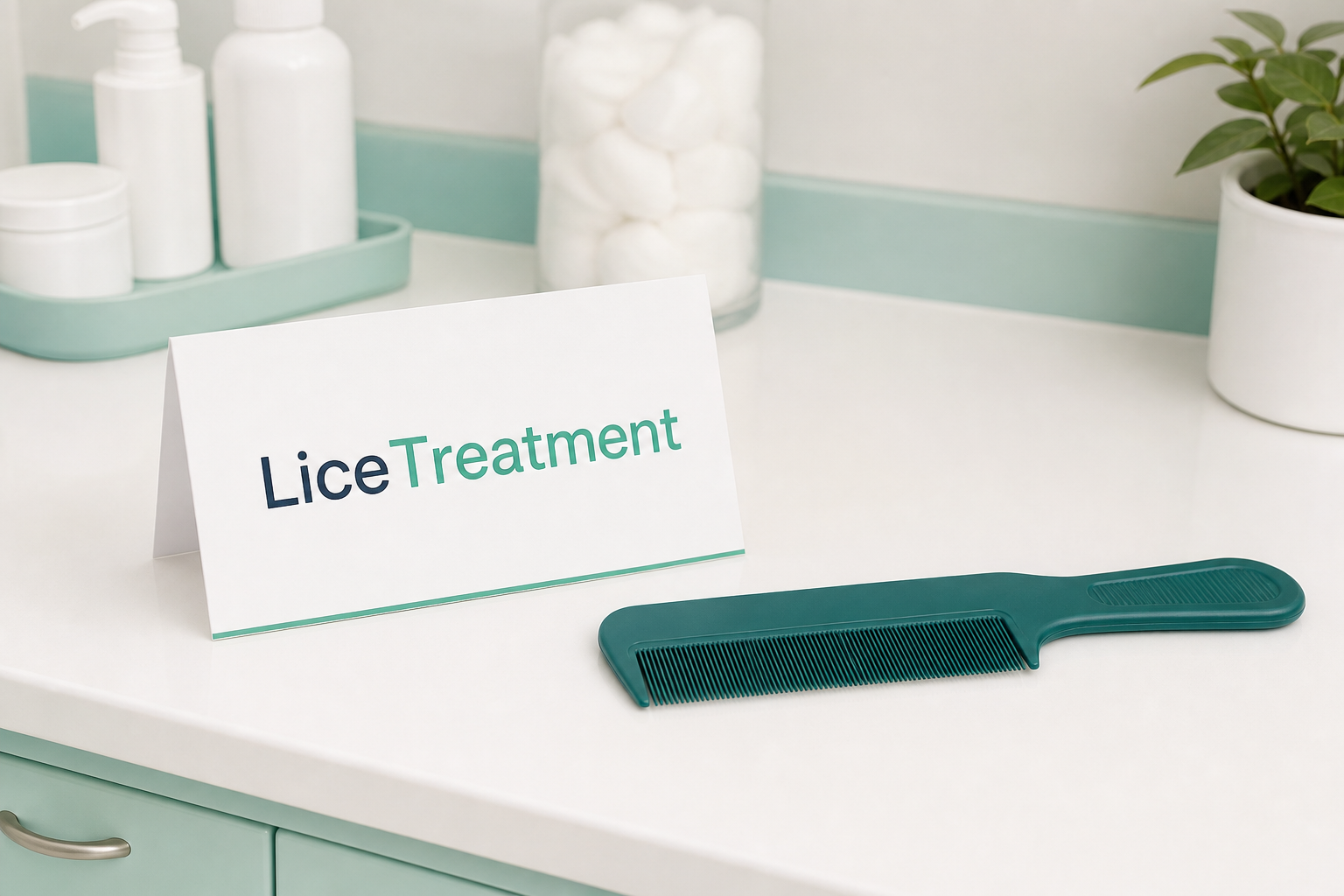 LiceTreatment branded clinic materials and fine-tooth comb